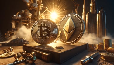 Pièce Bitcoin et Ethereum