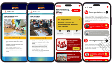 Engagement features interface showing live leaderboards, reward redemption vouchers, QR validation,