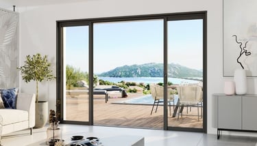 a living room with a couch and a table