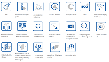 Sieniniai oro kondicionieriai MDV Aroma Oasis -30°C funkcijos