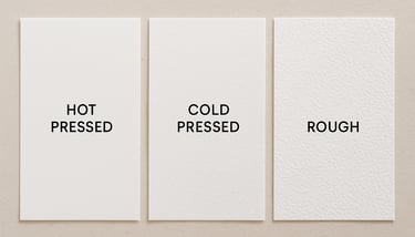 watercolour paper types, hot and cold press rough pictureupcreative