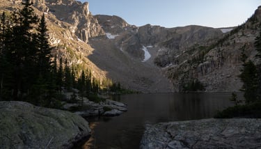 Lake Nokoni summer sunset, Rocky Mountain National Park