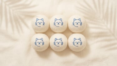 Six pack of wool cat balls