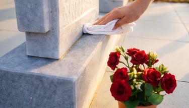 limpeza de jazigo com flores