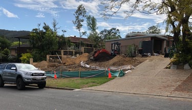 All tree stumps, front fence removed & separating the various soils