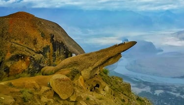 Full view of marsur rock skardu with beautiful landscape in background
