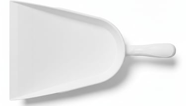 Pelle blanche plate HACCP vue de dessus. Large ouverture pour faciliter le prélèvement en vrac.