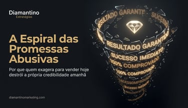 Infographic showing a diamond in a vortex of broken glass with text about marketing promises.