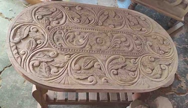 Teak Wood Coffee Table with Natural Finish – Handcrafted Indian Furniture