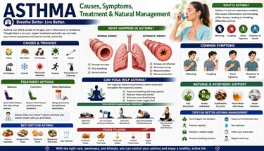 Medical illustration showing asthma symptoms