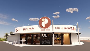 padaria com fachada em acm arquitetura