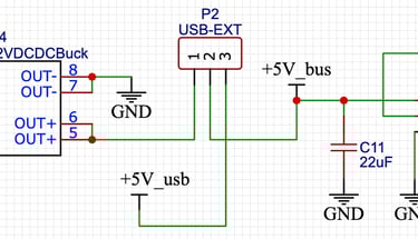CIrcuit diagram for the power section of the ESP32 CW training aid