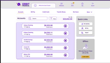 Orbit Financial banking application for desktop