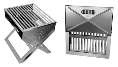 Churrasqueira De Inox Dobrável Portátil, carvão, maleta