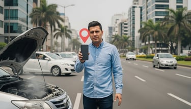 un hombre enviando ubicación por medio de su teléfono