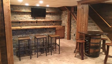 Modern finished basement with entertainment area in Columbus, Ohio