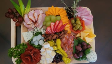 Chacuterie and cheese board with pickled vegetables