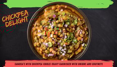 Flavourful Chickpea Delight with rich spices, served fresh at Samosa Bar.