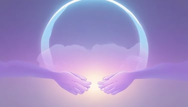 A serene hand gently pressing the sole of a relaxed foot in soft pastel tones.