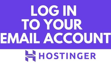 Hostinger webmail login page banner with white text on a purple background for email account access.