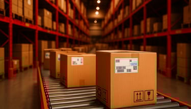 Etiquetas Industriales para productos en cadenas o en Banda automatizada para logística o comercializadora