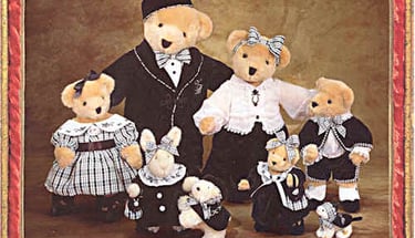 VanderBear Family teddy bears dressed in black & white outfits