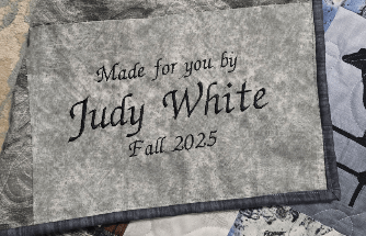 Embroidered custom label of maker and date