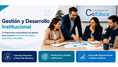 Equipo directivo participando en proceso de liderazgo educativo y gestión institucional junto a ATE 