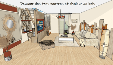 étude colorée : bois et tons neutres