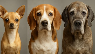 Senior dogs of small, medium and large breeds