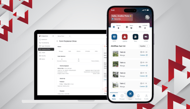 Tampilan dashboard dan aplikasi mobile Be Connect untuk Bridgestone.