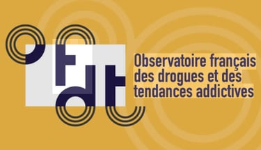 Logo of the French Monitoring Centre for Drugs and Drug Addiction (OFDT) on a yellow background.