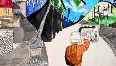 a mural in process in wellness room
