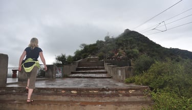 the walk up to the Savitri Devi temple, Pushkar , Rajasthan, India