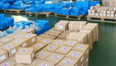 a warehouse warehouse with boxes of boxes of boxes