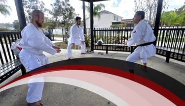 Karate training session in Project OBI Karate (POK) Orlando program.