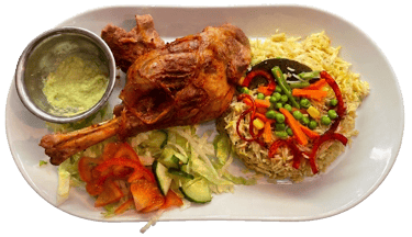 1. Somali chicken mandi with rice and salad in Kentish Town London