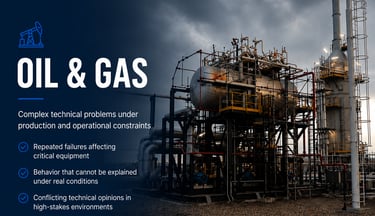 Engineering investigation for oil and gas production facilities.