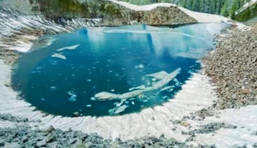 Ansoo lake with ice and snow on the ground