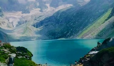 beautiful view of Lake saif ul malook with Himalayan mountains in background