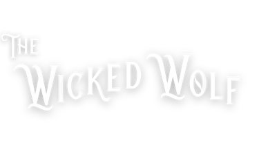 The words "The Wicked Wolf" displayed in a decorative, white font with flourishes and shadows
