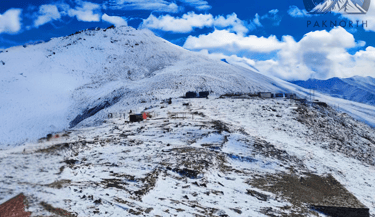 Babysar top scene with Himalayan mountains range in the background