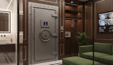 habitación del pánico, conocida como panic room, con lujo y confort