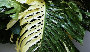 Monstera Thai Constellation half moon fenestrated leaf