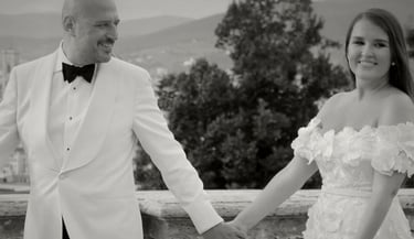 Cinematic wedding film of Marija and Fulvio, capturing love and atmosphere in a timeless story.