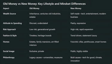 Old Money vs New Money: Key Lifestyle and Mindset Differences