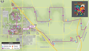 2024 runDisney Disneyland Halloween Half Marathon Course Map
