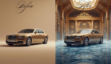 Image avant, après, une voiture de luxe a