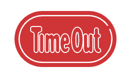 Time Out logo in white text inside a red rounded rectangle.
