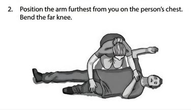 person putting other person arm further away from the other person chest with bent knee